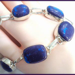 TURQUOISE PURPLE NATURAL FIVE GEMSTONE BRACELET